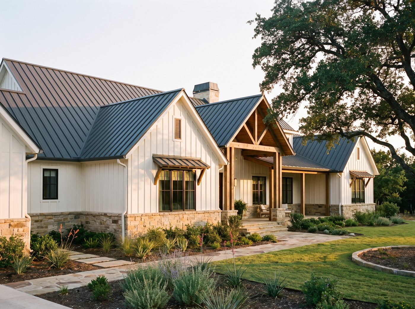 Metal roof, stone & siding by Roof Wranglers
